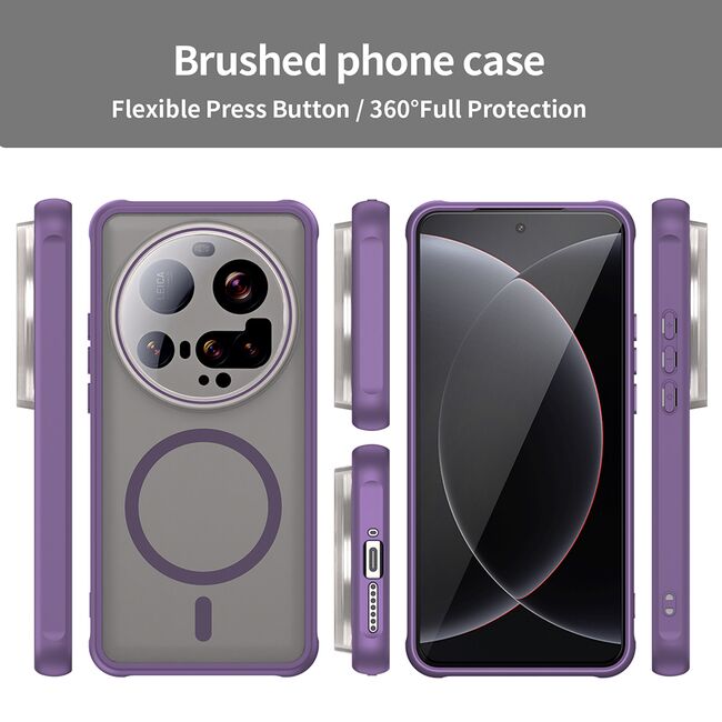 Husa pentru  Xiaomi 15 Ultra cu protectie pentru lentile si MagSafe EasyCharge, Ghost Series Anti-ingalbenire, frosted - Mov