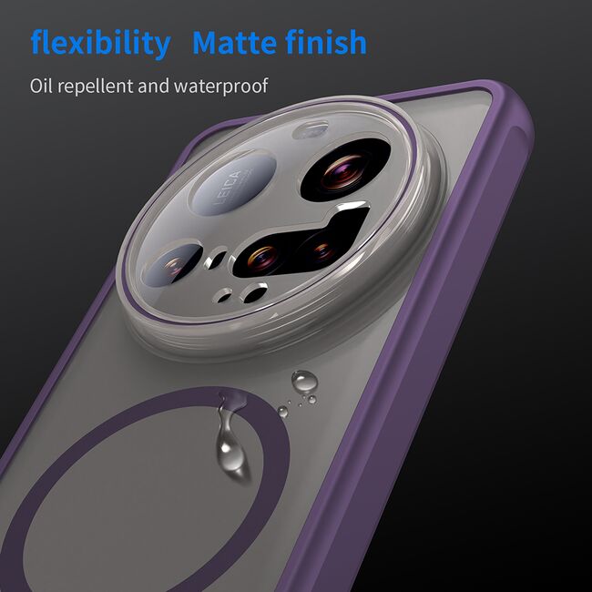Husa pentru  Xiaomi 15 Ultra cu protectie pentru lentile si MagSafe EasyCharge, Ghost Series Anti-ingalbenire, frosted - Mov