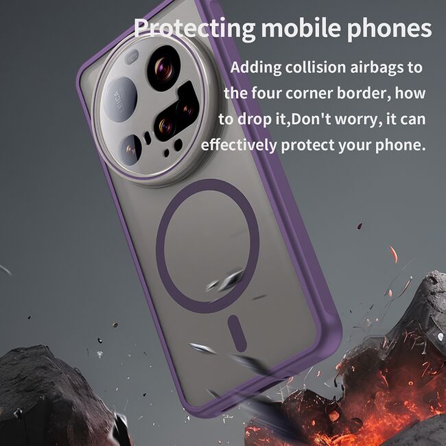 Husa pentru  Xiaomi 15 Ultra cu protectie pentru lentile si MagSafe EasyCharge, Ghost Series Anti-ingalbenire, frosted - Mov