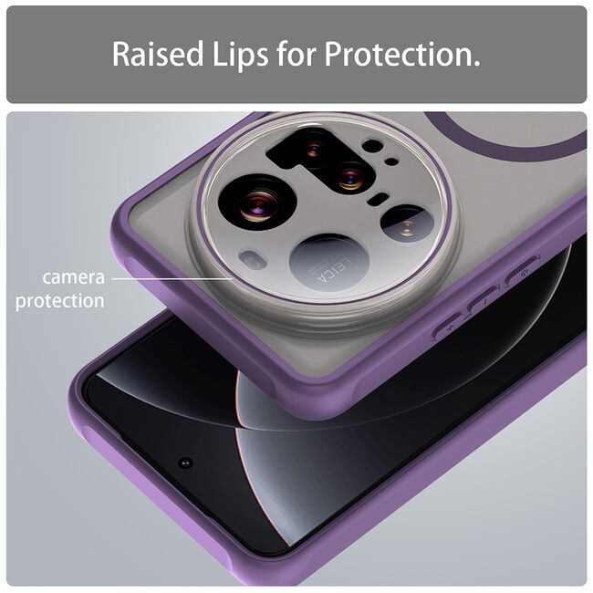 Husa pentru  Xiaomi 15 Ultra cu protectie pentru lentile si MagSafe EasyCharge, Ghost Series Anti-ingalbenire, frosted - Mov