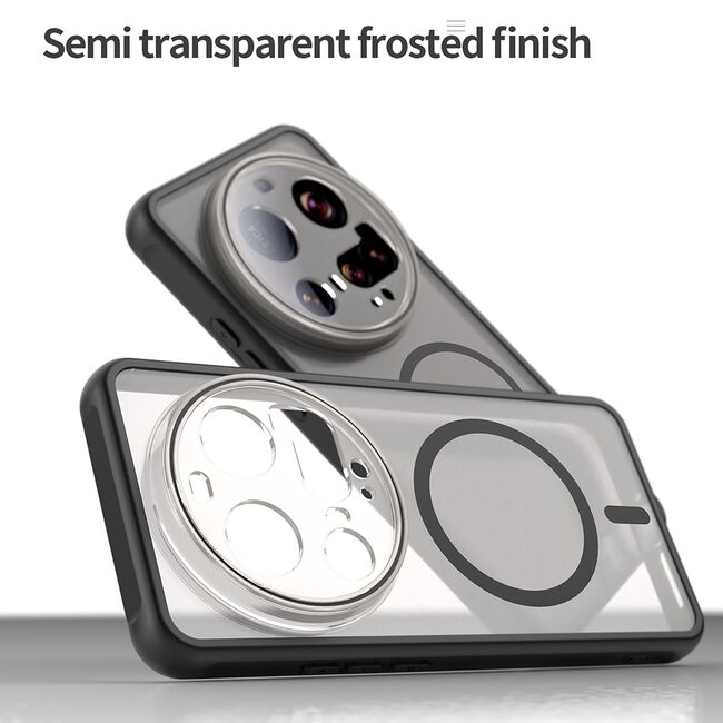 Husa pentru  Xiaomi 15 Ultra cu protectie pentru lentile si MagSafe EasyCharge, Ghost Series Anti-ingalbenire, frosted - Negru