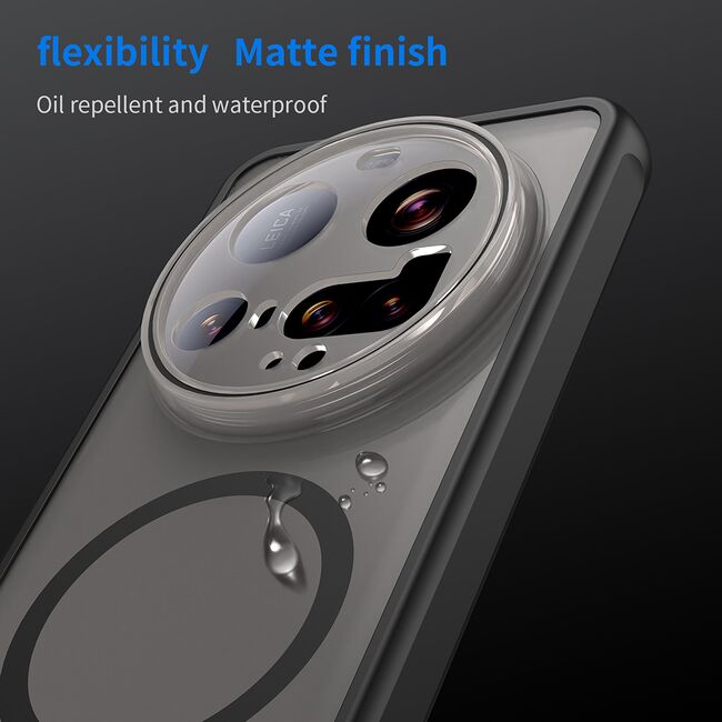 Husa pentru  Xiaomi 15 Ultra cu protectie pentru lentile si MagSafe EasyCharge, Ghost Series Anti-ingalbenire, frosted - Negru