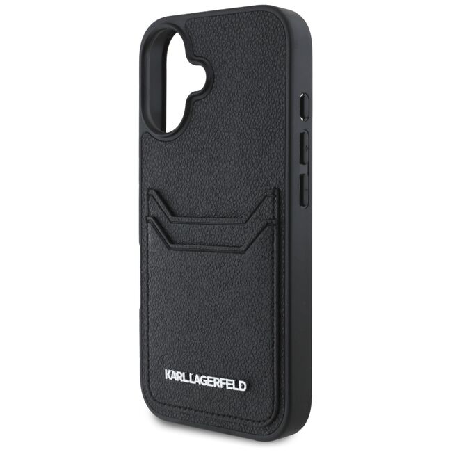 Husa pentru iPhone 16 - Karl Lagerfeld Hardcase Grained Leather Cardslots - Metal Elong