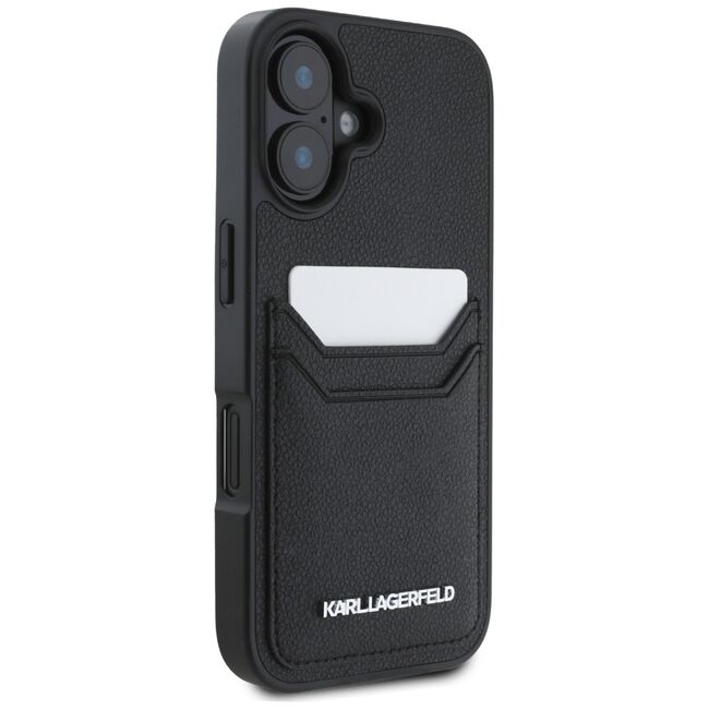 Husa pentru iPhone 16 - Karl Lagerfeld Hardcase Grained Leather Cardslots - Metal Elong