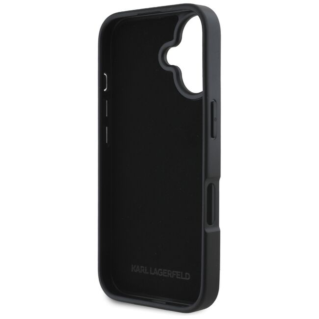 Husa pentru iPhone 16 - Karl Lagerfeld Hardcase Grained Leather Cardslots - Metal Elong