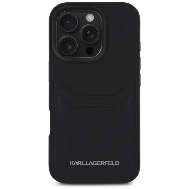 Husa pentru iPhone 16 Pro Max - Karl Lagerfeld Hardcase Grained Leather Cardslots - Metal Elong