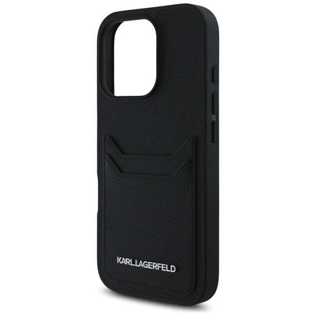 Husa pentru iPhone 16 Pro Max - Karl Lagerfeld Hardcase Grained Leather Cardslots - Metal Elong