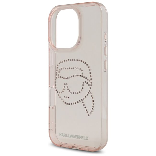 Husa pentru iPhone 16 Pro - Karl Lagerfeld IML Rhinestones - Pink Karl Head