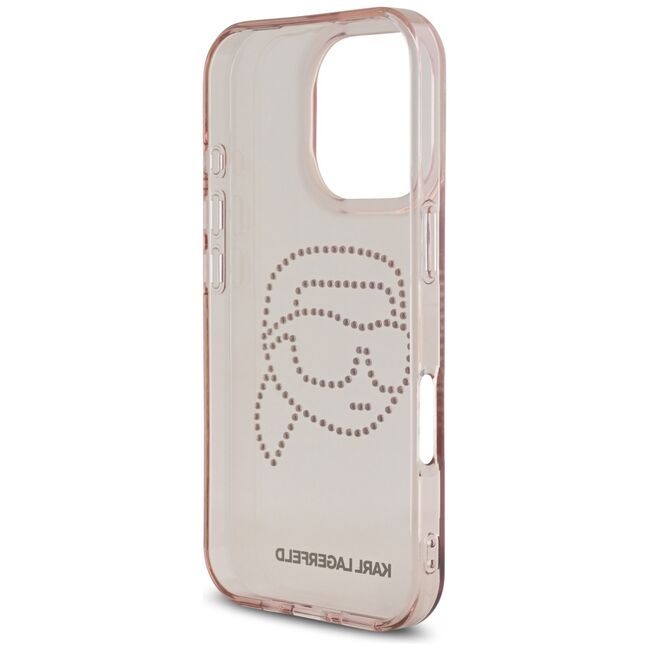 Husa pentru iPhone 16 Pro - Karl Lagerfeld IML Rhinestones - Pink Karl Head