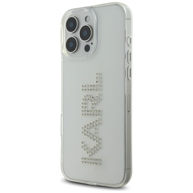 Husa pentru iPhone 16 Pro - Karl Lagerfeld IML Rhinestones - Transparent Logo