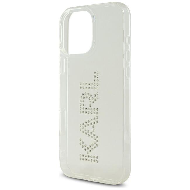 Husa pentru iPhone 16 Pro - Karl Lagerfeld IML Rhinestones - Transparent Logo