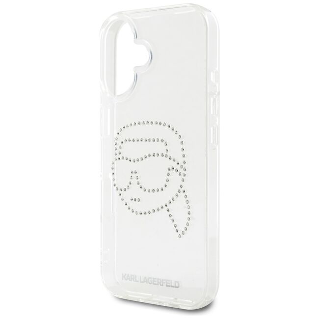 Husa pentru iPhone 16 - Karl Lagerfeld IML Rhinestones - Karl Head Transparent