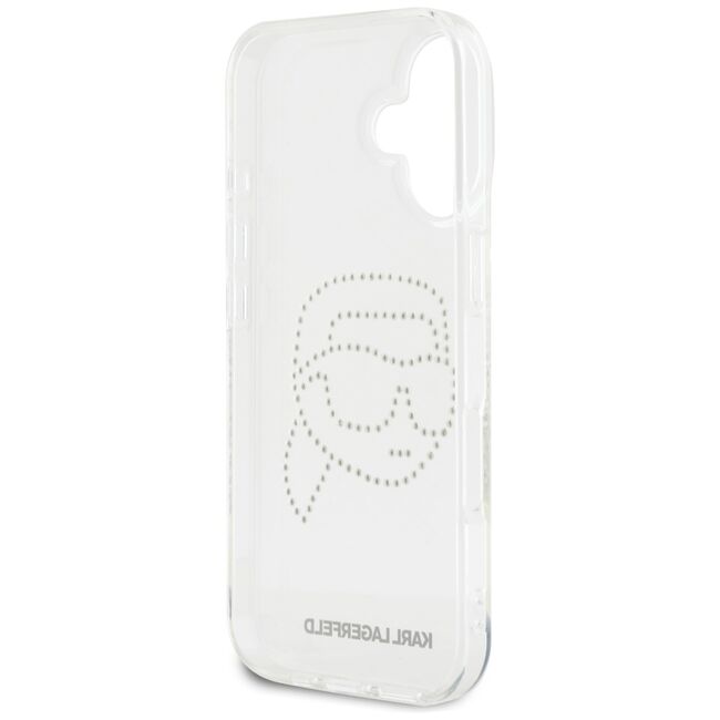 Husa pentru iPhone 16 - Karl Lagerfeld IML Rhinestones - Karl Head Transparent