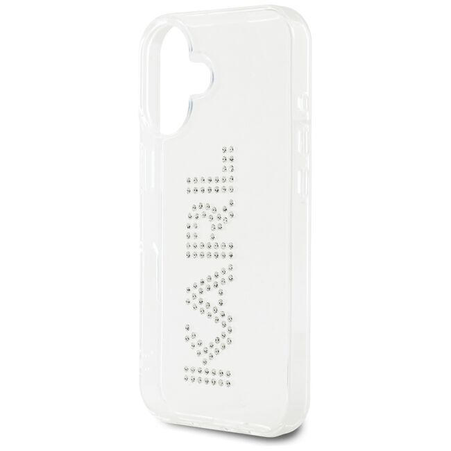 Husa pentru iPhone 16 - Karl Lagerfeld IML Rhinestones - Transparent Logo