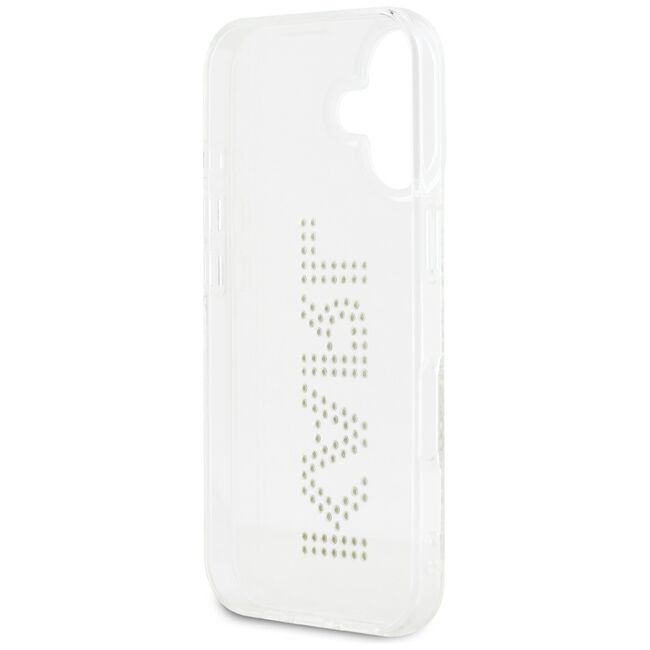 Husa pentru iPhone 16 - Karl Lagerfeld IML Rhinestones - Transparent Logo