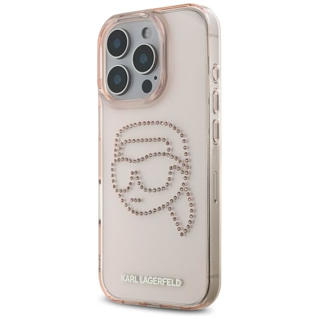 Husa pentru iPhone 16 Pro Max - Karl Lagerfeld IML Rhinestones - Pink Karl Head