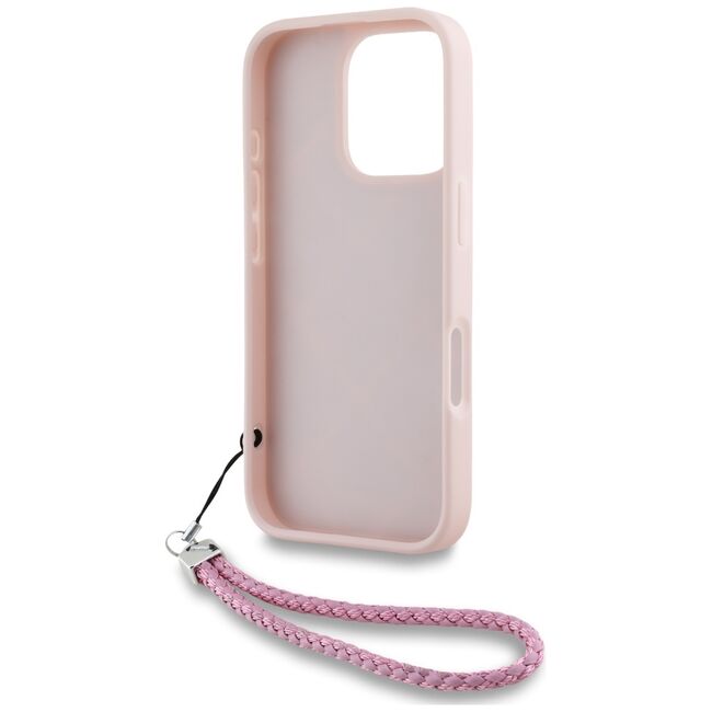 Husa pentru iPhone 16 Pro - Karl Lagerfeld Quilted Initial Logo & Chain Strap - Pink