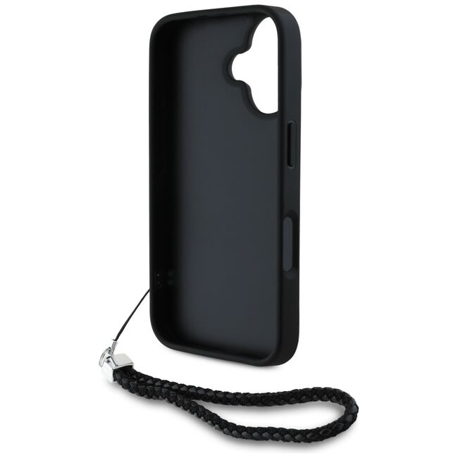 Husa pentru iPhone 16 - Karl Lagerfeld Quilted Initial Logo & Chain Strap - Black