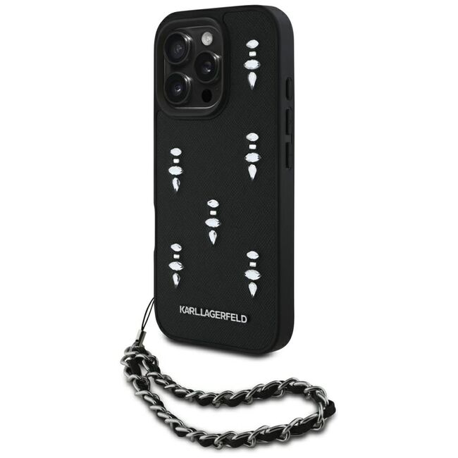 Husa pentru iPhone 16 Pro - Karl Lagerfeld Saffiano  - Crystals & Charm