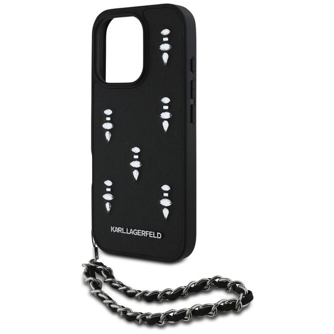 Husa pentru iPhone 16 Pro - Karl Lagerfeld Saffiano  - Crystals & Charm