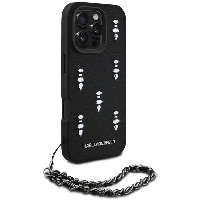 Husa pentru iPhone 16 Pro - Karl Lagerfeld Saffiano  - Crystals & Charm