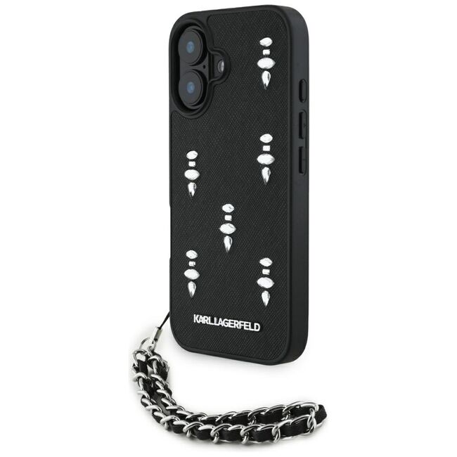 Husa pentru iPhone 16 - Karl Lagerfeld Saffiano  - Crystals & Charm