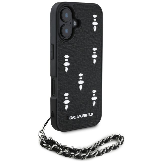 Husa pentru iPhone 16 - Karl Lagerfeld Saffiano  - Crystals & Charm
