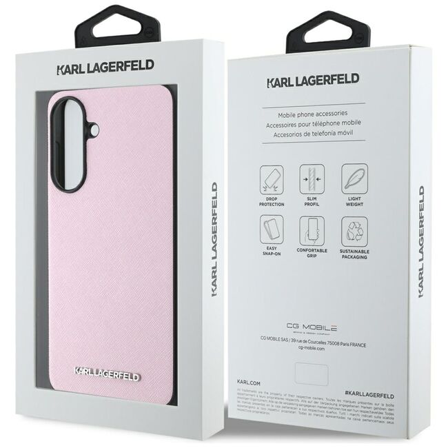Husa pentru Samsung Galaxy A56 5G - Karl Lagerfeld Saffiano - Pink Metal Logo