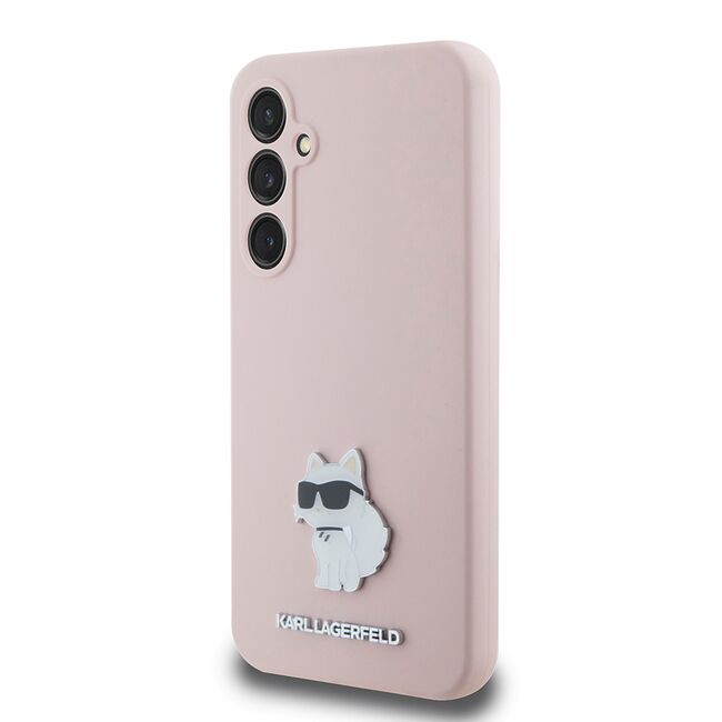 Husa pentru Samsung Galaxy S23 FE - Karl Lagerfeld Silicone - Pink Choupette Metal Pin