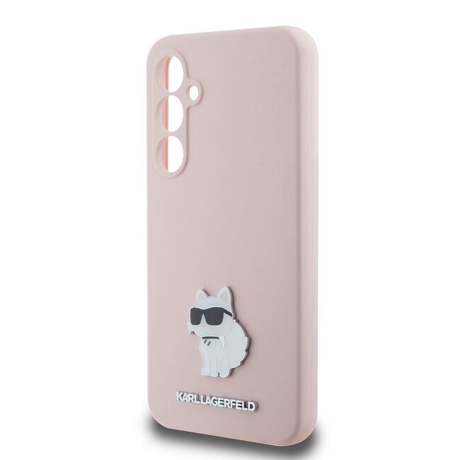 Husa pentru Samsung Galaxy S23 FE - Karl Lagerfeld Silicone - Pink Choupette Metal Pin