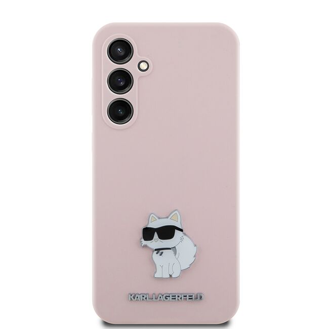 Husa pentru Samsung Galaxy S23 FE - Karl Lagerfeld Silicone - Pink Choupette Metal Pin