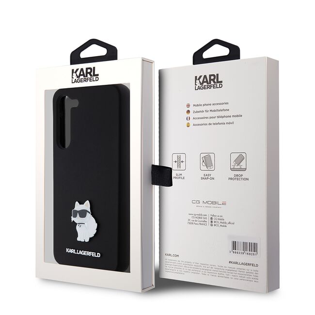 Husa pentru Samsung Galaxy S23 Plus - Karl Lagerfeld Silicone - Choupette Metal Pin