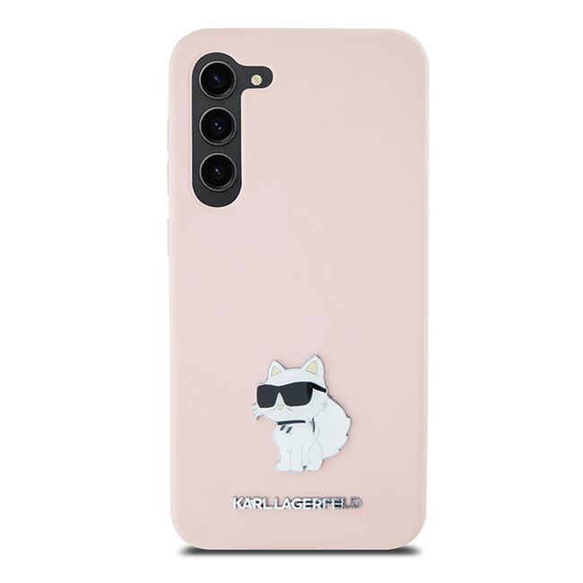 Husa pentru Samsung Galaxy S23 Plus - Karl Lagerfeld Silicone - Pink Choupette Metal Pin