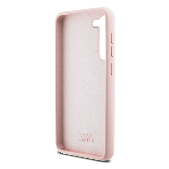 Husa pentru Samsung Galaxy S23 Plus - Karl Lagerfeld Silicone - Pink Choupette Metal Pin