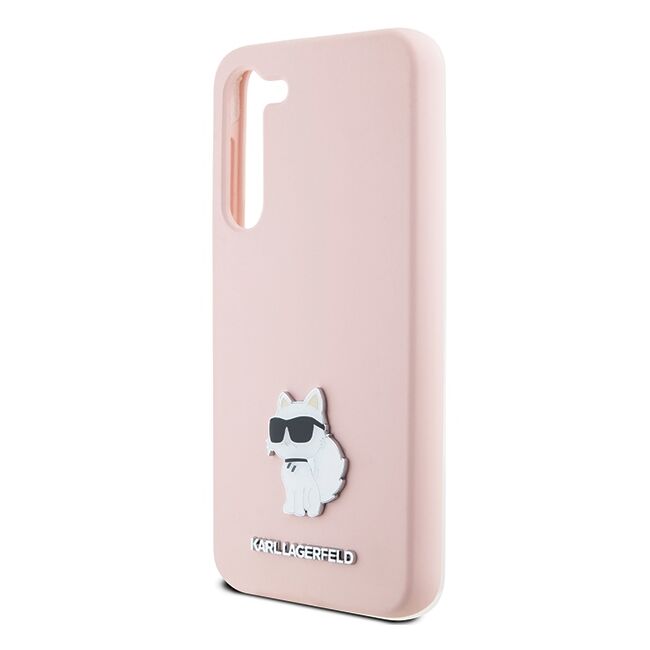 Husa pentru Samsung Galaxy S23 Plus - Karl Lagerfeld Silicone - Pink Choupette Metal Pin