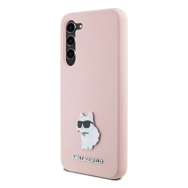 Husa pentru Samsung Galaxy S23 Plus - Karl Lagerfeld Silicone - Pink Choupette Metal Pin