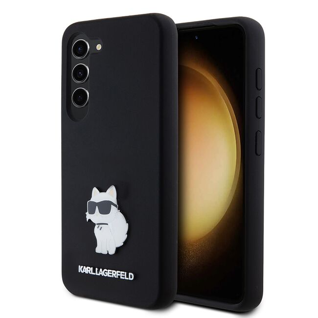 Husa pentru Samsung Galaxy S23 - Karl Lagerfeld Silicone - Choupette Metal Pin