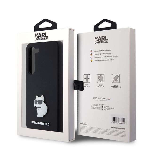 Husa pentru Samsung Galaxy S23 - Karl Lagerfeld Silicone - Choupette Metal Pin