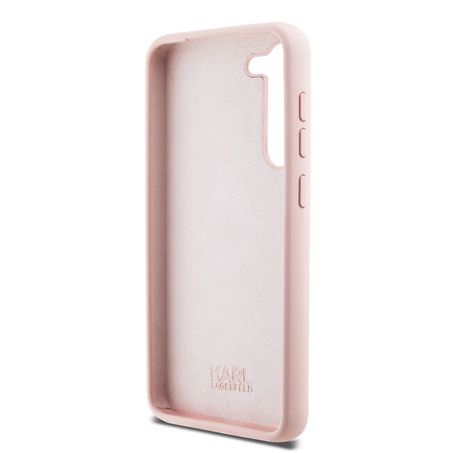 Husa pentru Samsung Galaxy S23 - Karl Lagerfeld Silicone - Pink Choupette Metal Pin