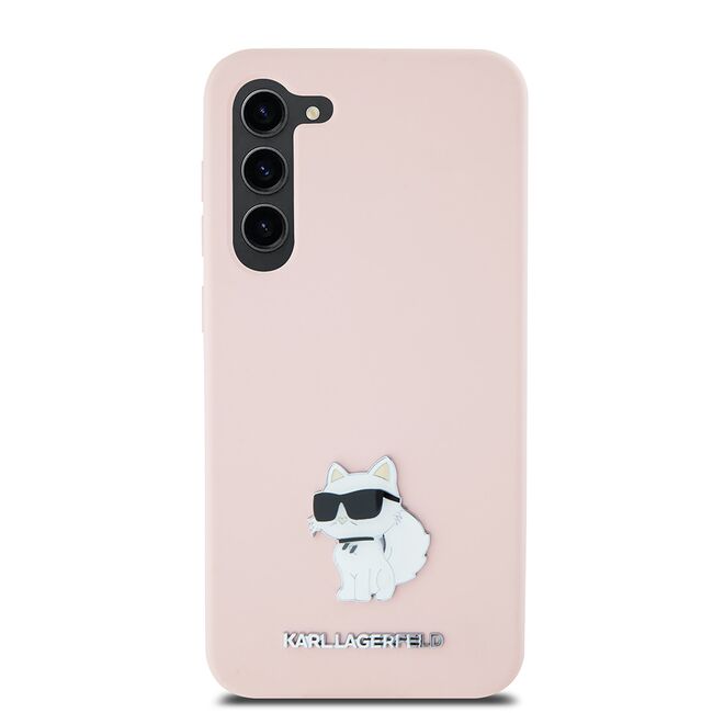 Husa pentru Samsung Galaxy S23 - Karl Lagerfeld Silicone - Pink Choupette Metal Pin