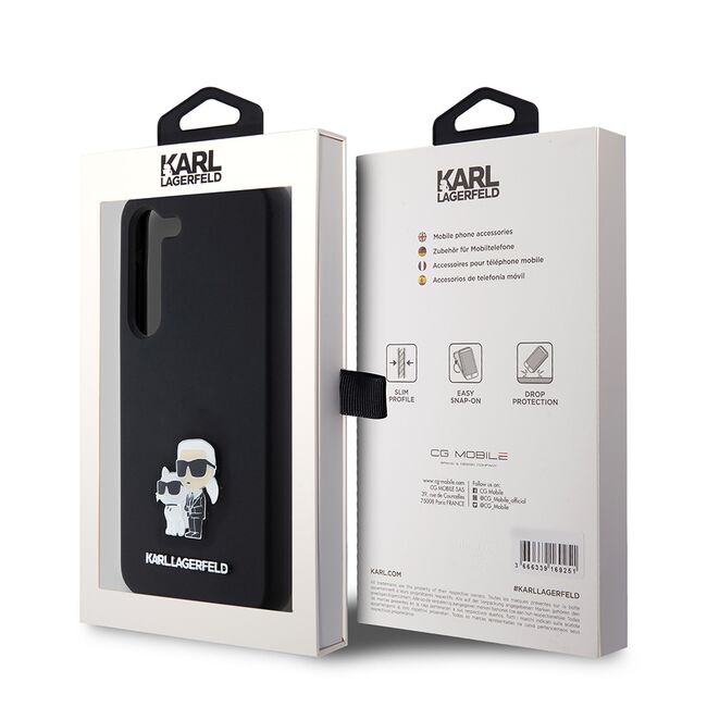 Husa pentru Samsung Galaxy S23 - Karl Lagerfeld Silicone - Karl&Choupette Metal Pin