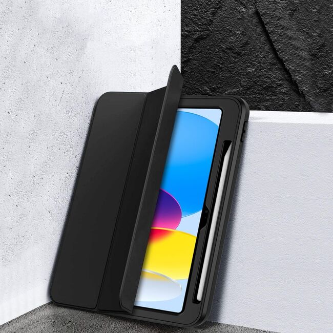Husa FortiShield 360° cu folie de protectie integrata pentru iPad 11” (2025) – Protectie Completa, Suport Integrat, Slot Pencil, Smart Sleep - negru