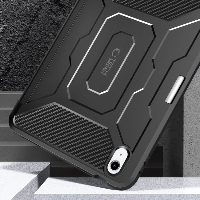 Husa FortiShield 360° cu folie de protectie integrata pentru iPad 11” (2025) – Protectie Completa, Suport Integrat, Slot Pencil, Smart Sleep - negru