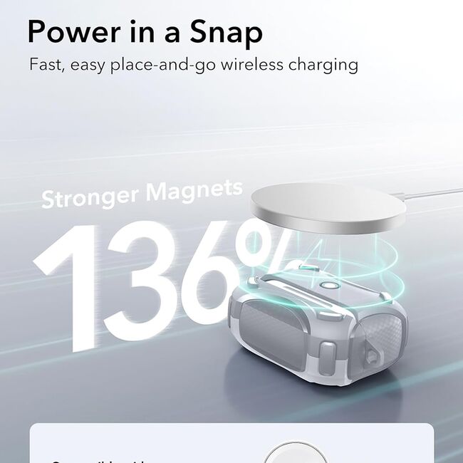 Husa Apple AirPods Pro 1 / 2 ESR Cyber Magnetic Lock HaloLock, gri