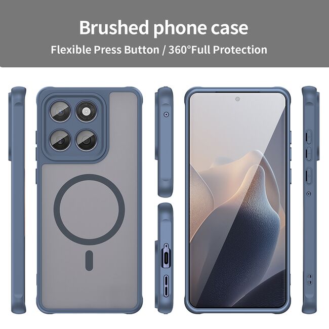 Husa pentru  Motorola Edge 60 Fusion / Edge 60 cu protectie pentru lentile si MagSafe EasyCharge, Ghost Series Anti-ingalbenire, frosted - Albastru