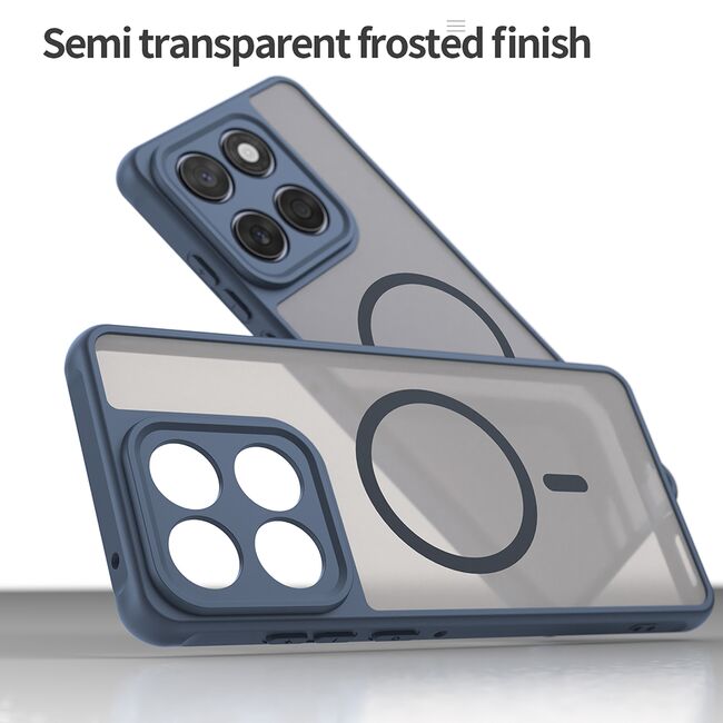Husa pentru  Motorola Edge 60 Fusion / Edge 60 cu protectie pentru lentile si MagSafe EasyCharge, Ghost Series Anti-ingalbenire, frosted - Albastru
