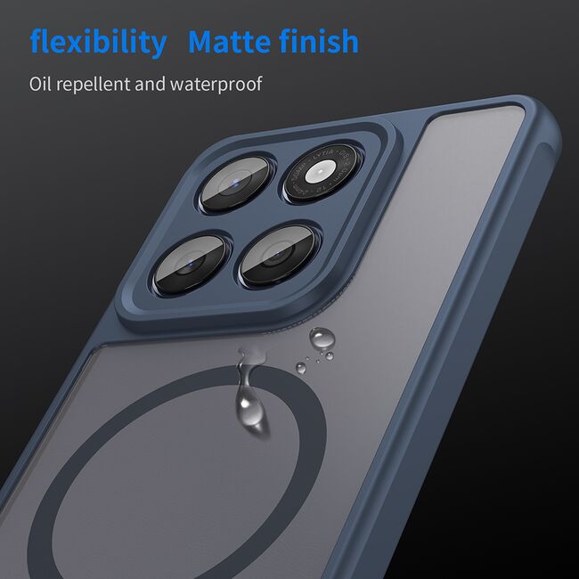 Husa pentru  Motorola Edge 60 Fusion / Edge 60 cu protectie pentru lentile si MagSafe EasyCharge, Ghost Series Anti-ingalbenire, frosted - Albastru