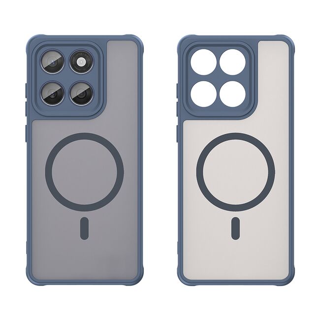 Husa pentru  Motorola Edge 60 Fusion / Edge 60 cu protectie pentru lentile si MagSafe EasyCharge, Ghost Series Anti-ingalbenire, frosted - Albastru