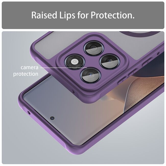 Husa pentru  Motorola Edge 60 Fusion / Edge 60 cu protectie pentru lentile si MagSafe EasyCharge, Ghost Series Anti-ingalbenire, frosted - Mov