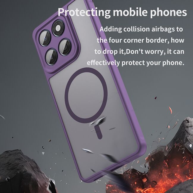 Husa pentru  Motorola Edge 60 Fusion / Edge 60 cu protectie pentru lentile si MagSafe EasyCharge, Ghost Series Anti-ingalbenire, frosted - Mov